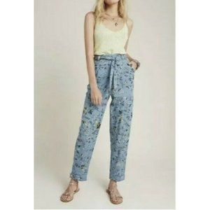 Anthro Victoria Blue Floral Pants Riley Pants